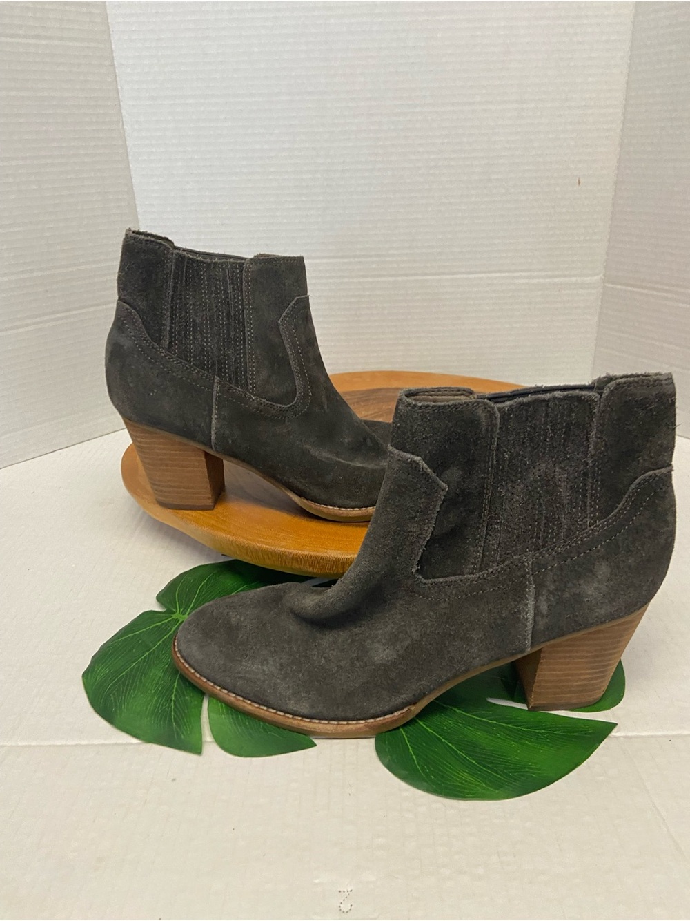 Dolce Vita Grey Leather Western Ankle Boots